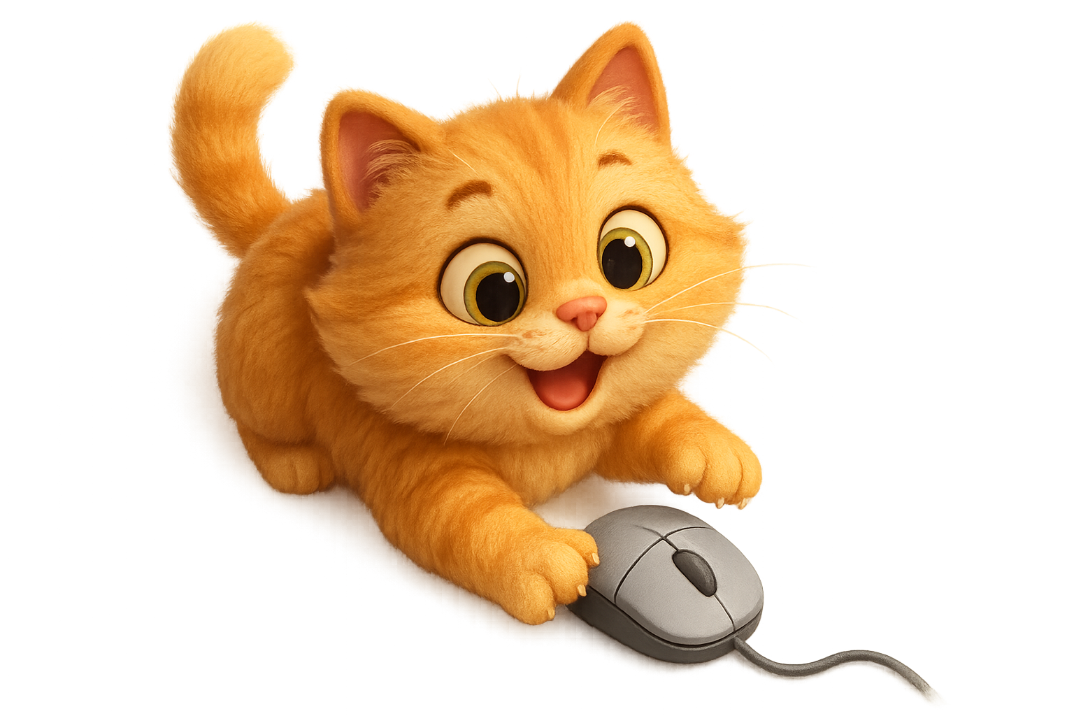Happy cat with computer mouse